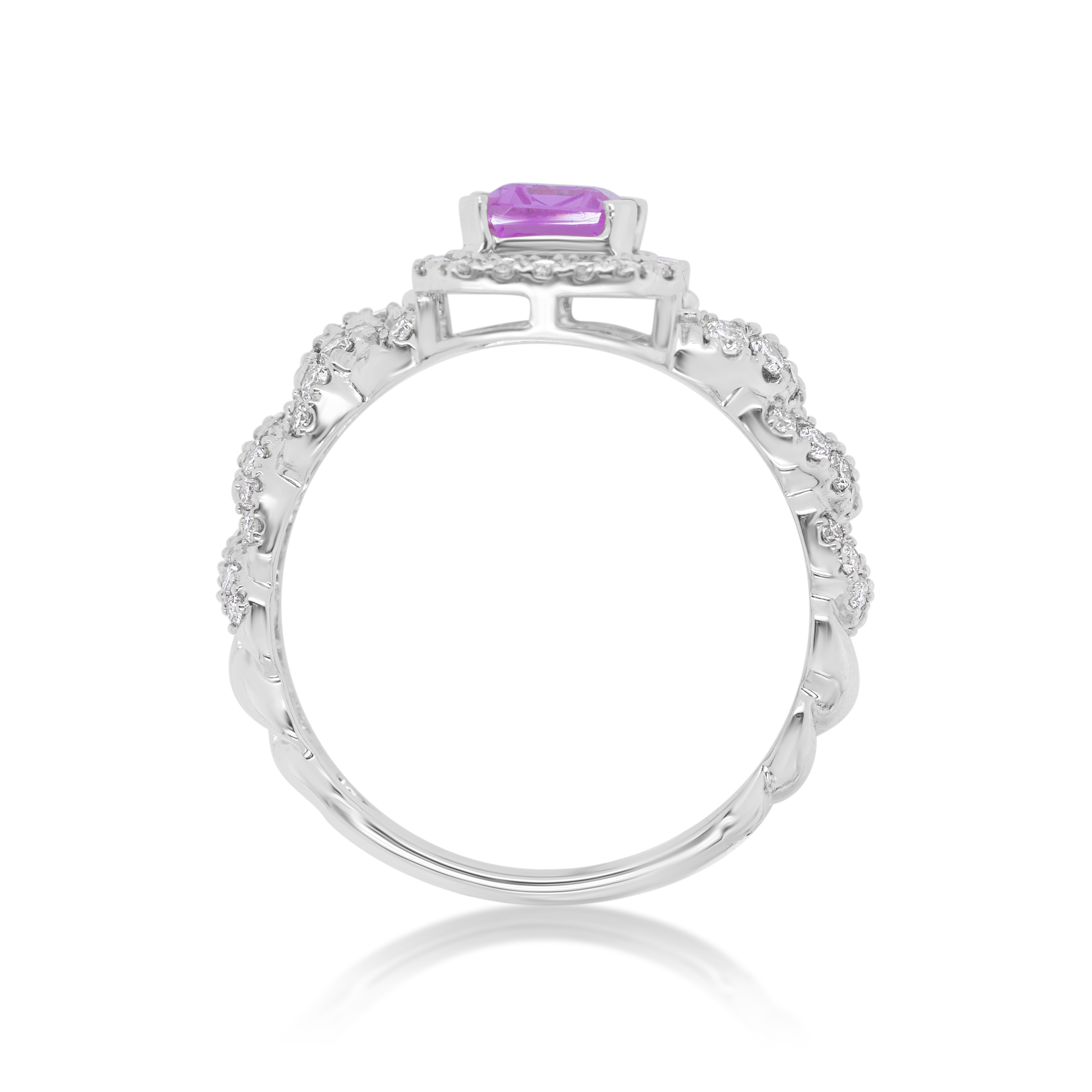 Diamond Ring 0.55 ct. 14K White Gold Pink Center Stone